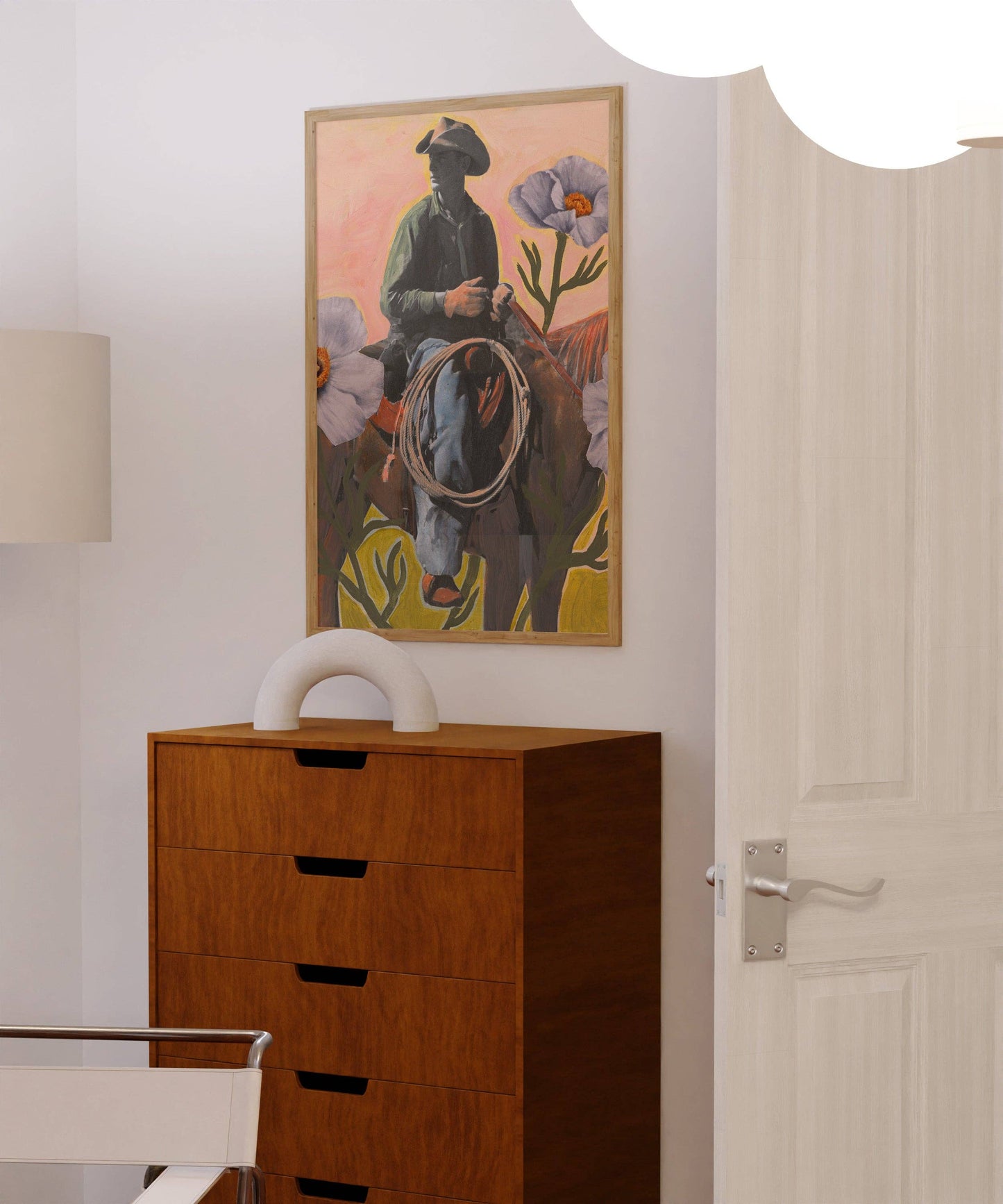 Retro Rodeo Cowboy Poppy Collage Print