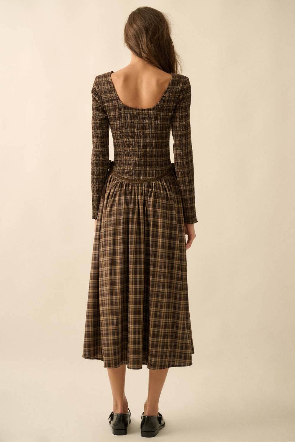 Amelie plaid midi dress