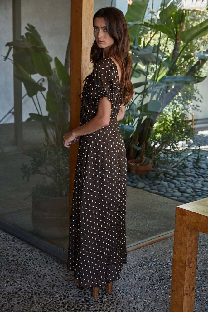 Coco brown polka dot maxi dress