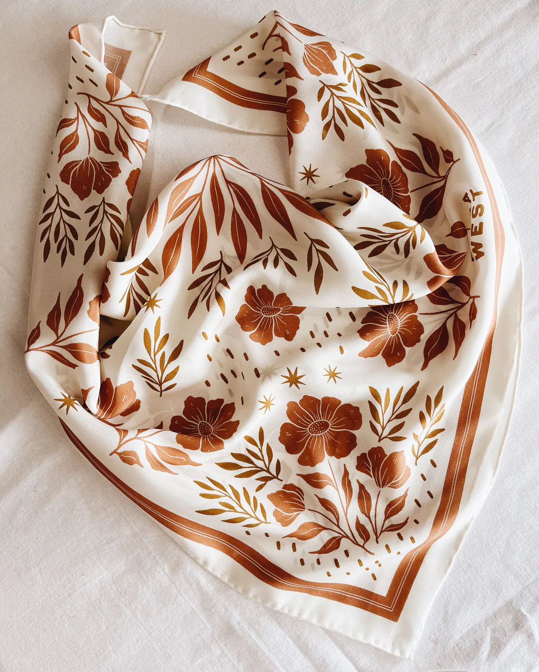 Flora West Desert Floral Silk Bandana Scarf
