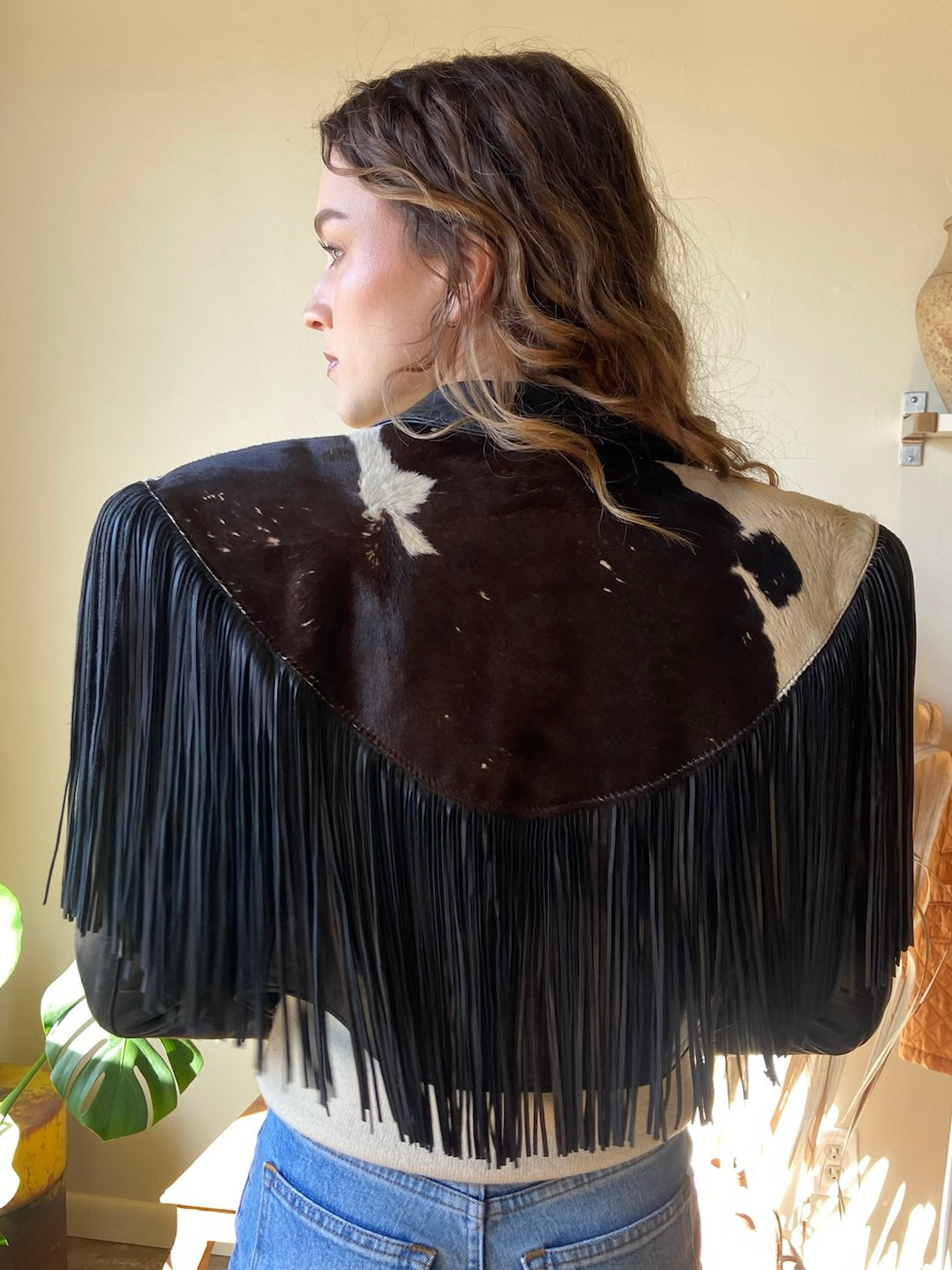 Leather and Cowhide Fringe Jacket