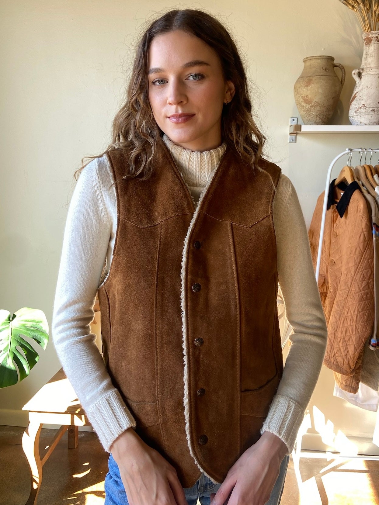 Rancher Suede Shearling Vest