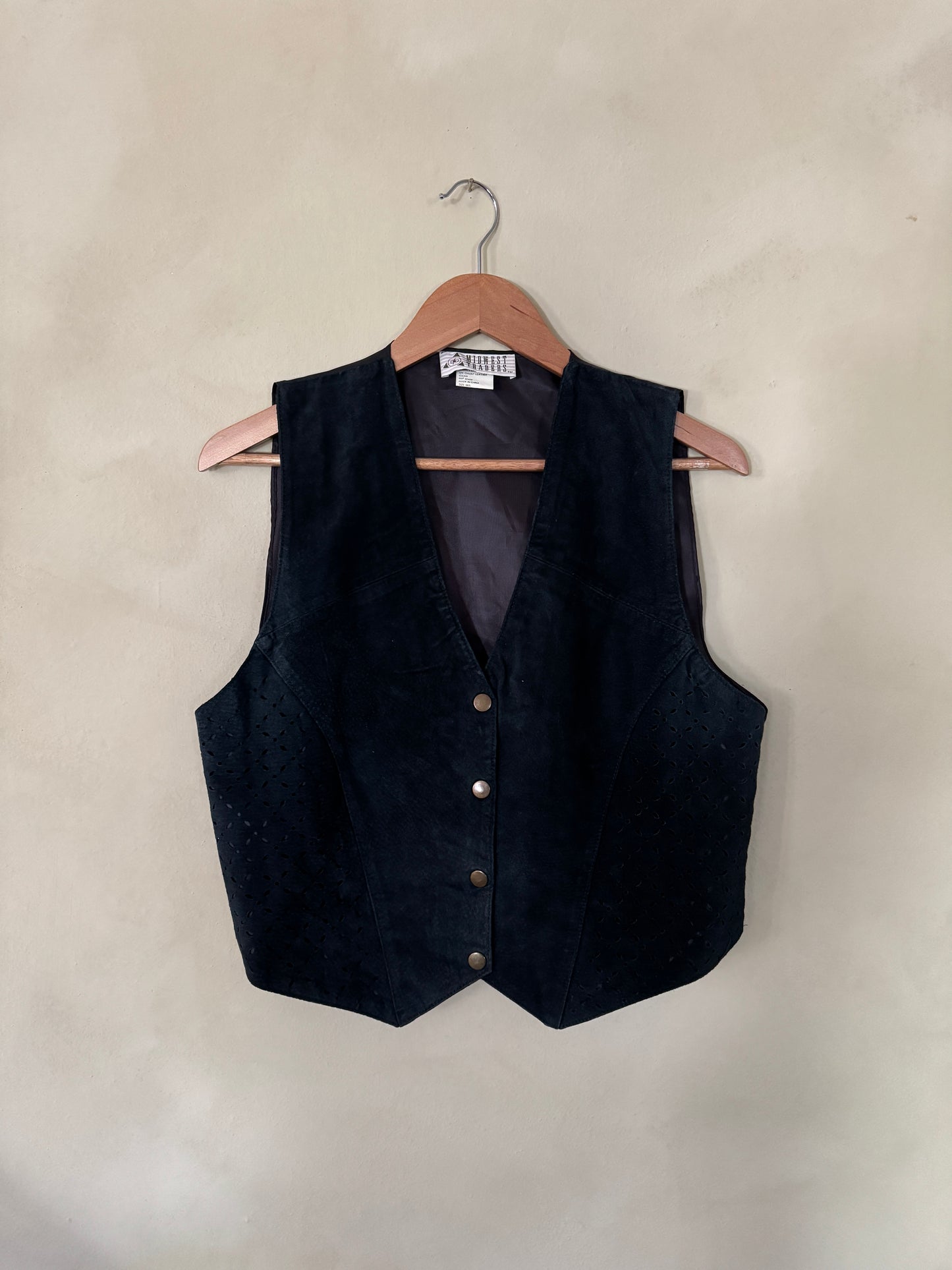 Black Suede Eyelet Vest