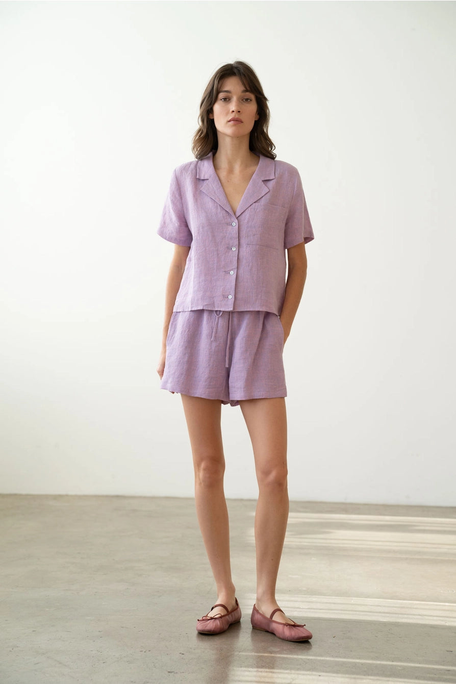 Elasticized Linen Shorts