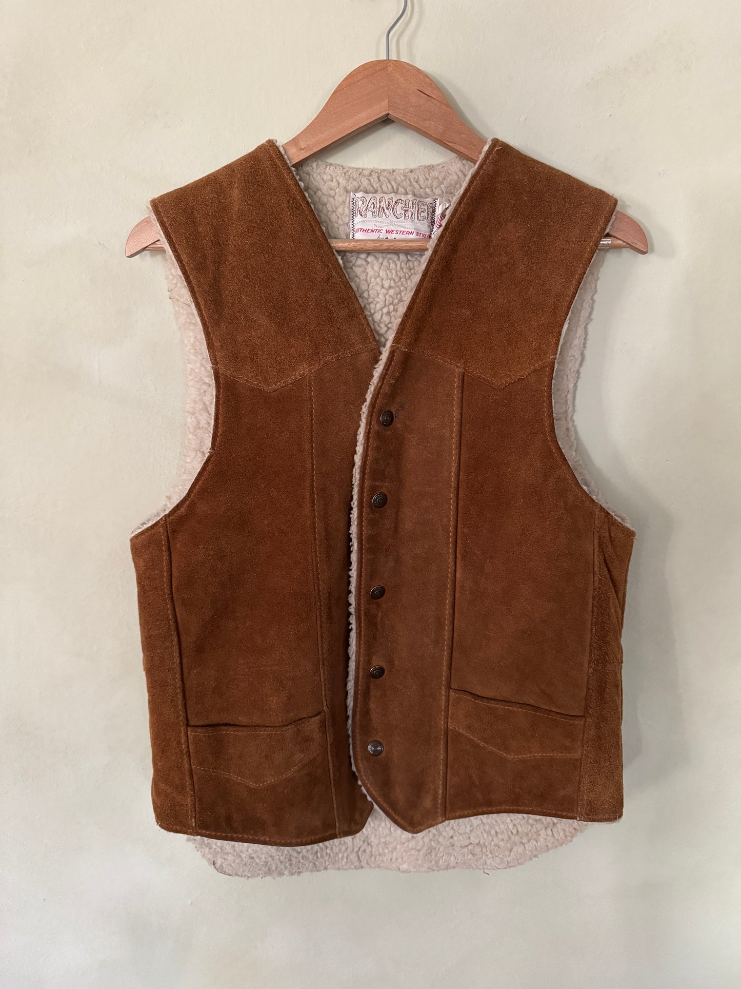Rancher Suede Shearling Vest