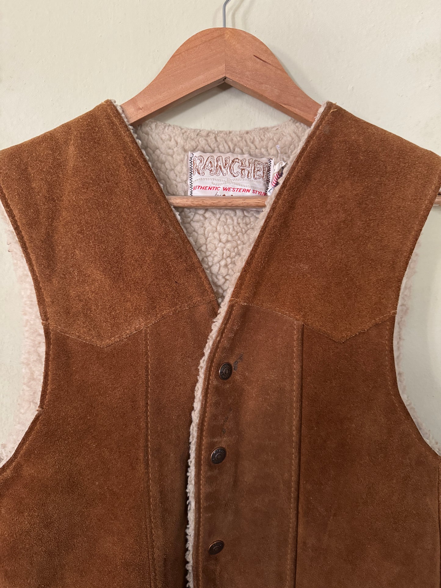 Rancher Suede Shearling Vest