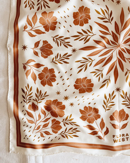 Flora West Desert Floral Silk Bandana Scarf