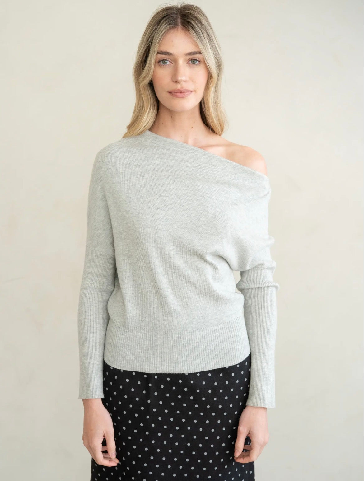 Asymmetrical Neck Knit Top