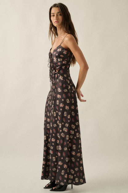 Meadow Floral Satin Tie Maxi Dress