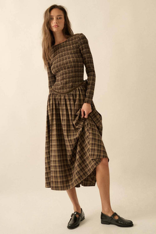 Amelie plaid midi dress