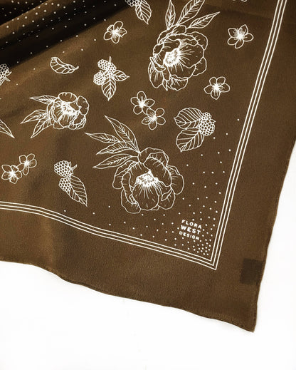 Flora West Olive Silk Scarf