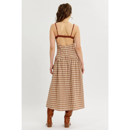 Daphne plaid midi dress