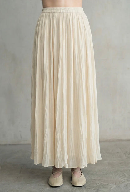 Elle Grey Elegant Crinkled Maxi Skirt
