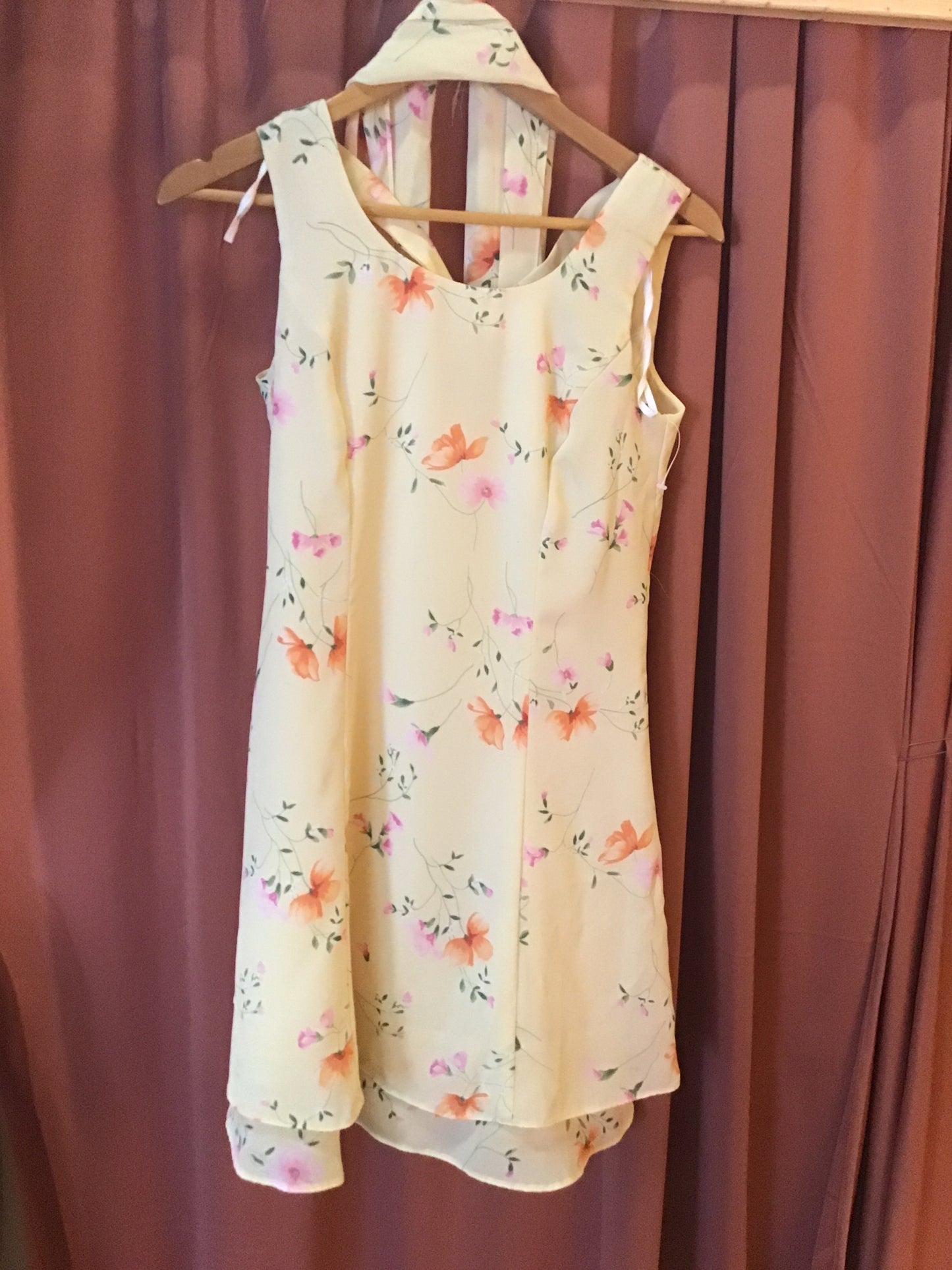 2314 Scarlett Yellow Floral Dress W/ Scarf