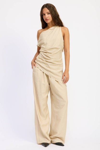 Wide Leg Pinstripe Pants