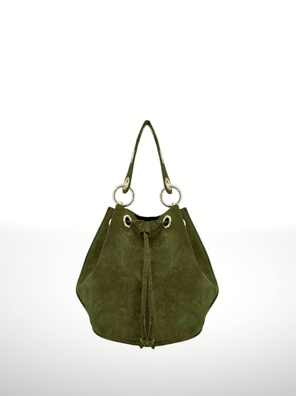 Arlecchino Suede Leather Bucket Bag