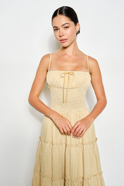 Abigail gingham smocked maxi dress