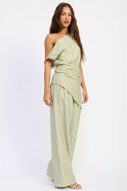 Wide Leg Pinstripe Pants