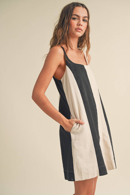 Louise striped linen mini dress