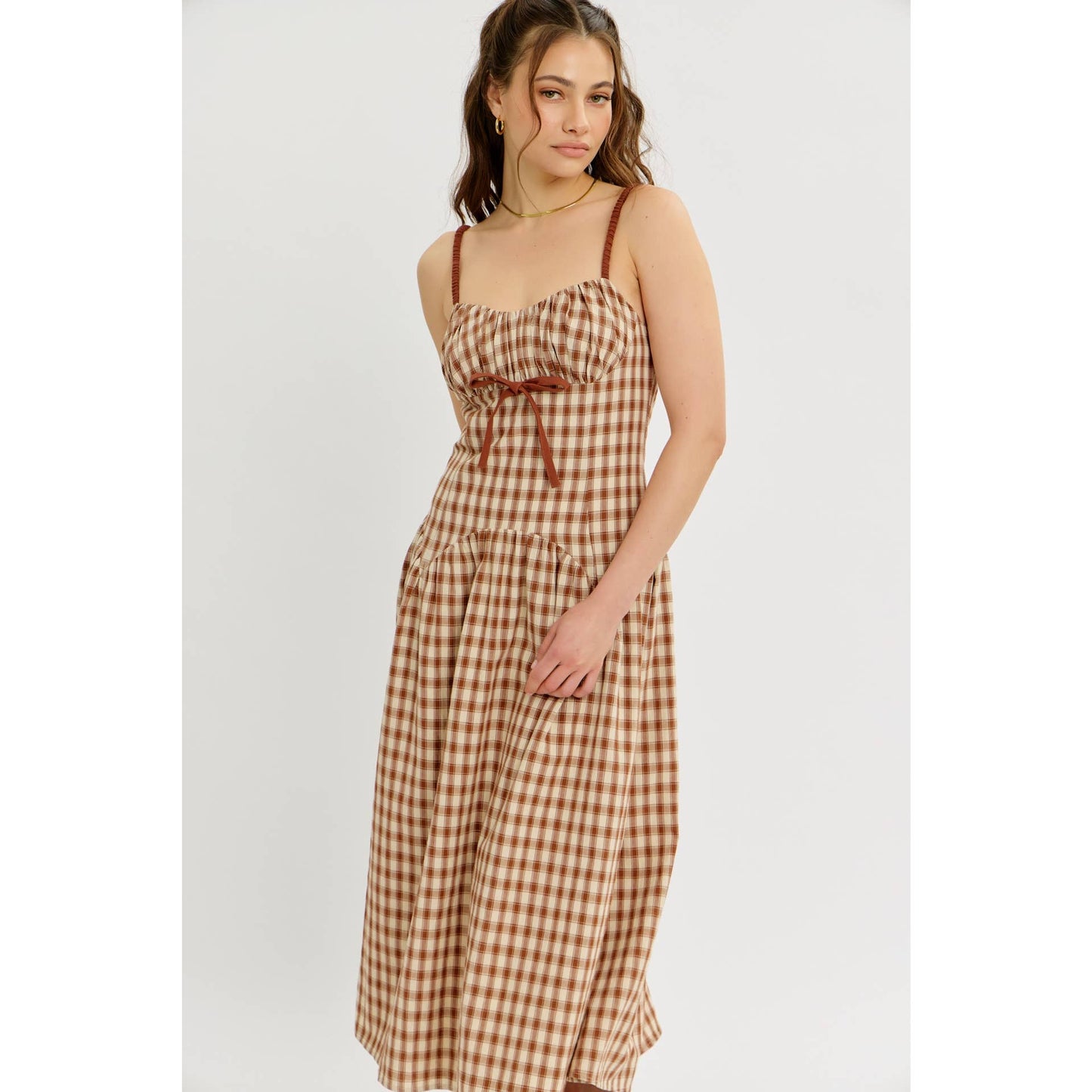 Daphne plaid midi dress