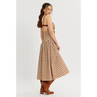 Daphne plaid midi dress