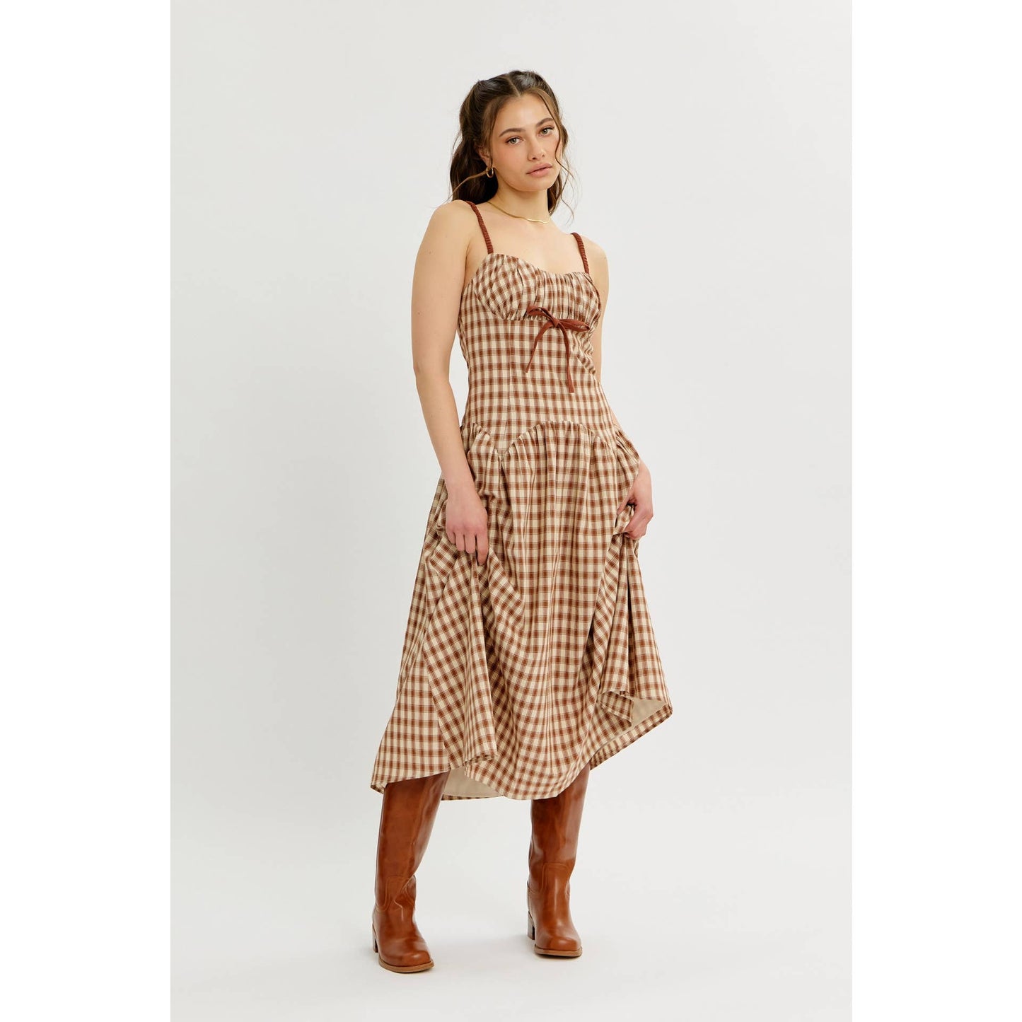 Daphne plaid midi dress