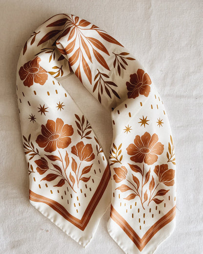 Flora West Desert Floral Silk Bandana Scarf