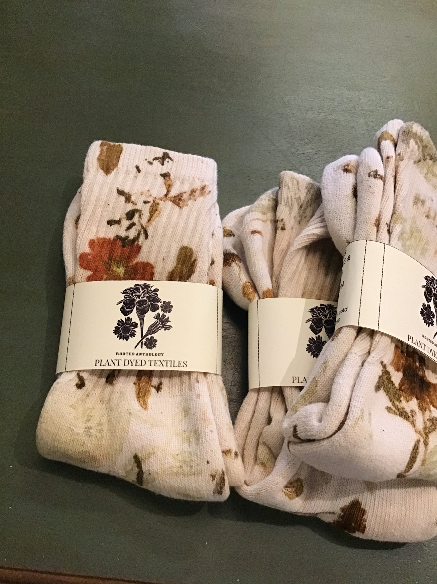 Rooted Anthology eco printed socks
