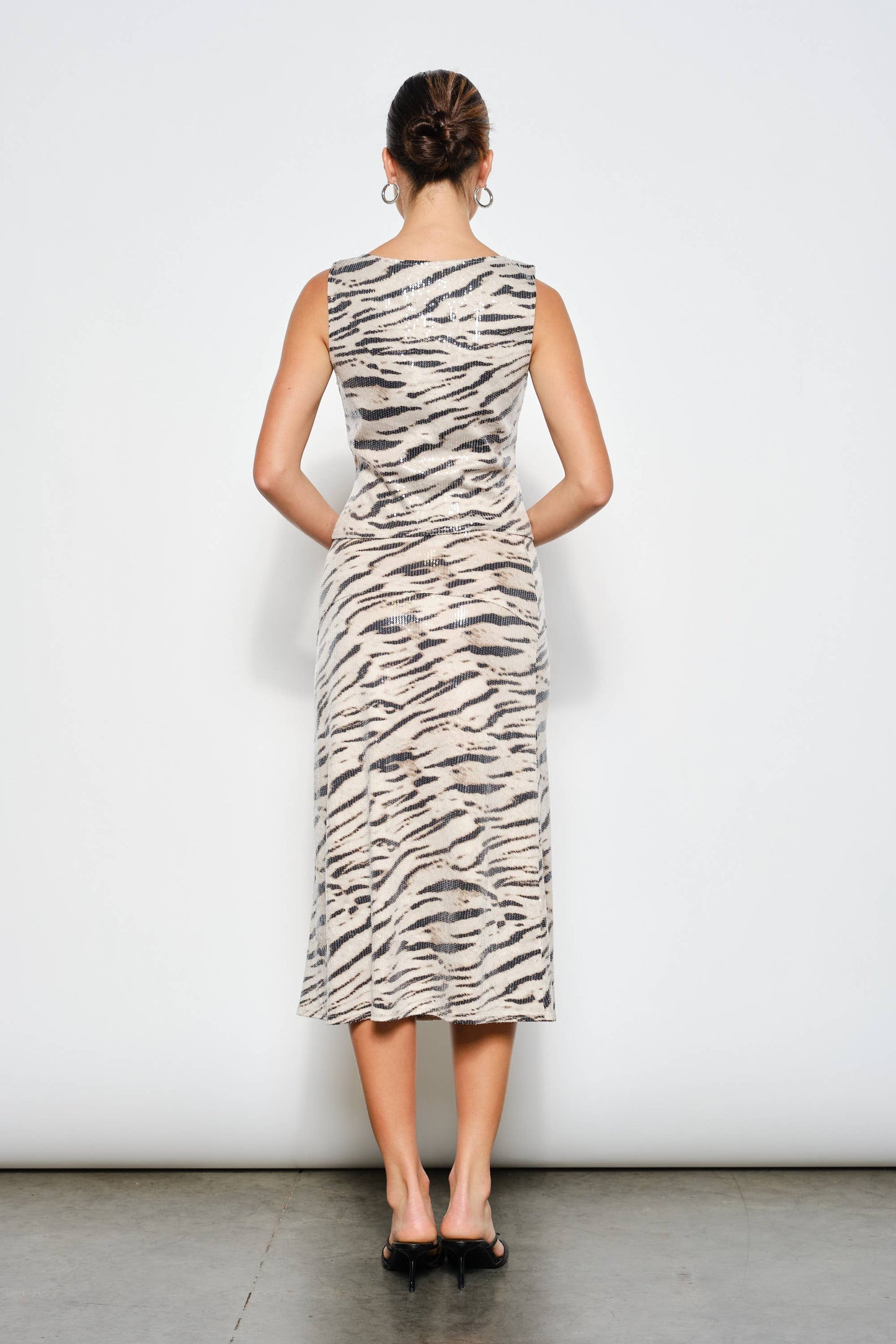 Madelyn Sequin Zebra Midi Skirt