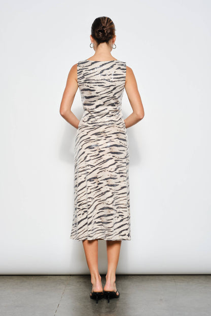 Madelyn Sequin Zebra Midi Skirt