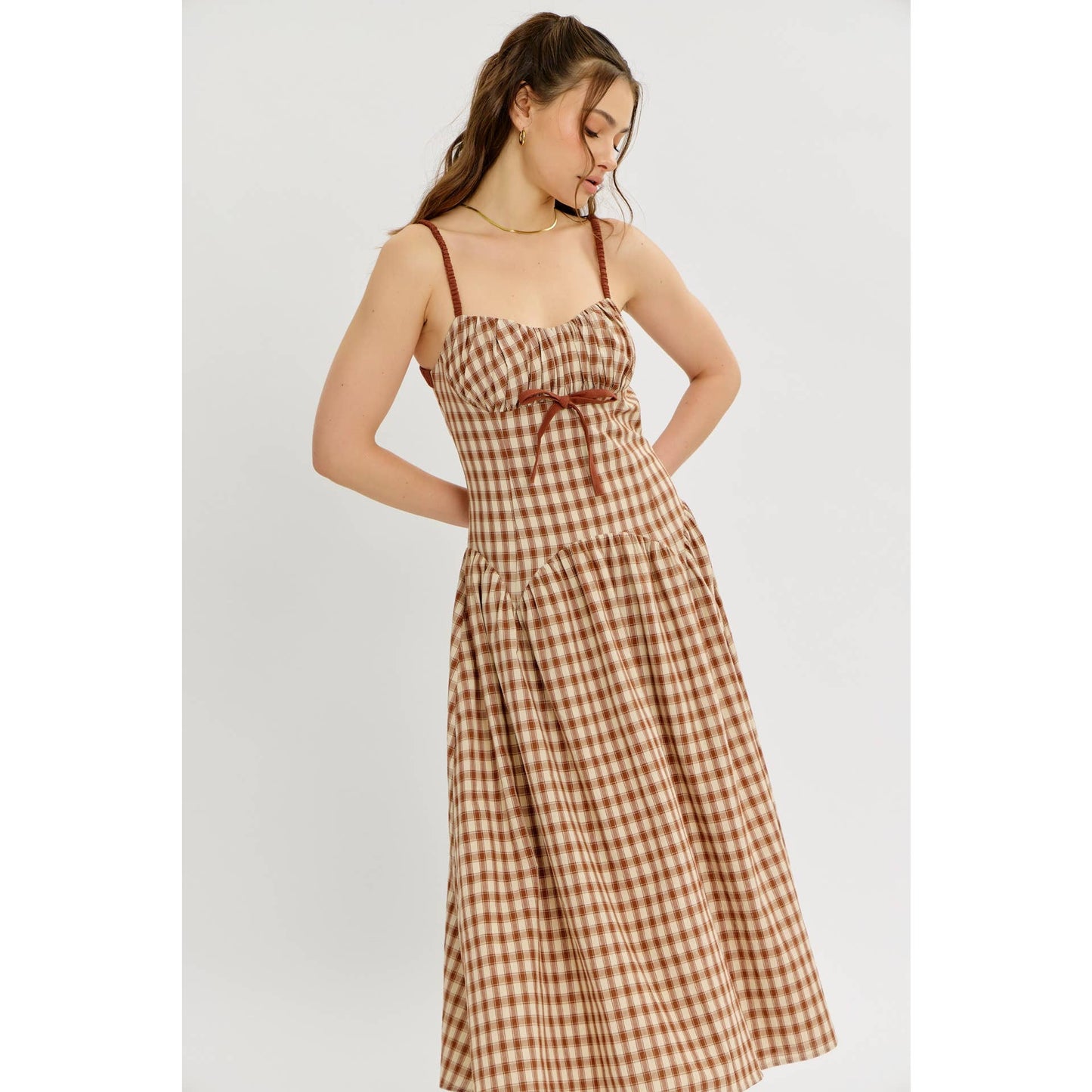 Daphne plaid midi dress
