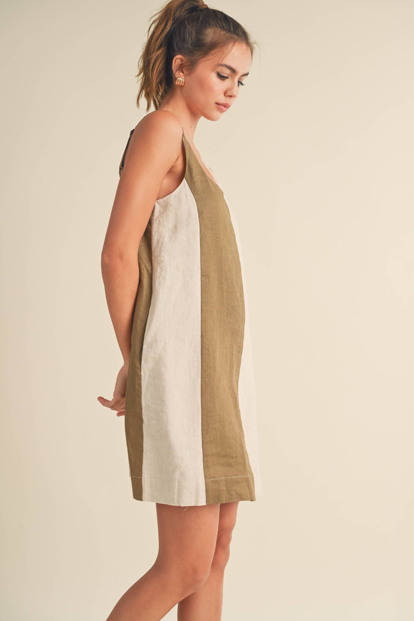 Louise striped linen mini dress
