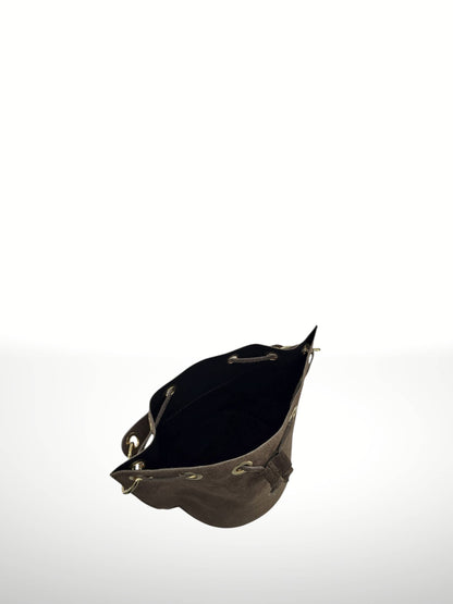 Arlecchino Suede Leather Bucket Bag