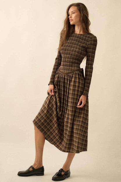 Amelie plaid midi dress