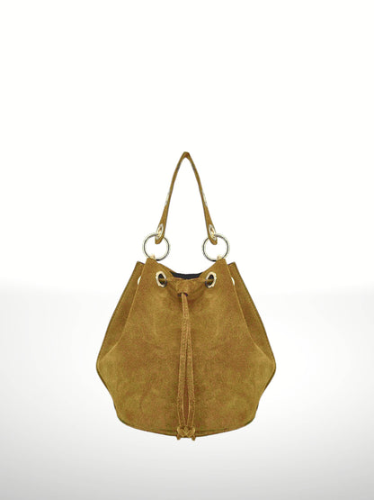 Arlecchino Suede Leather Bucket Bag