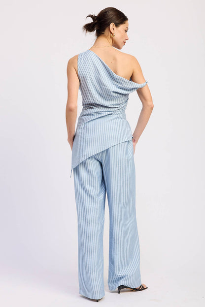 Wide Leg Pinstripe Pants
