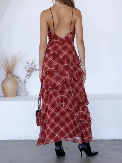 Riven Plaid Maxi Dress