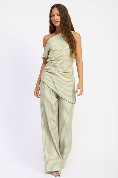 Wide Leg Pinstripe Pants