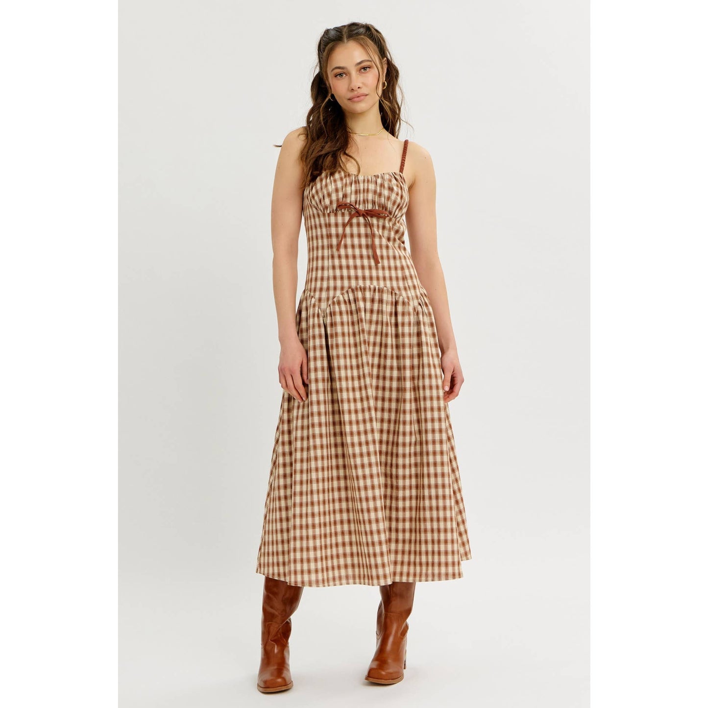 Daphne plaid midi dress