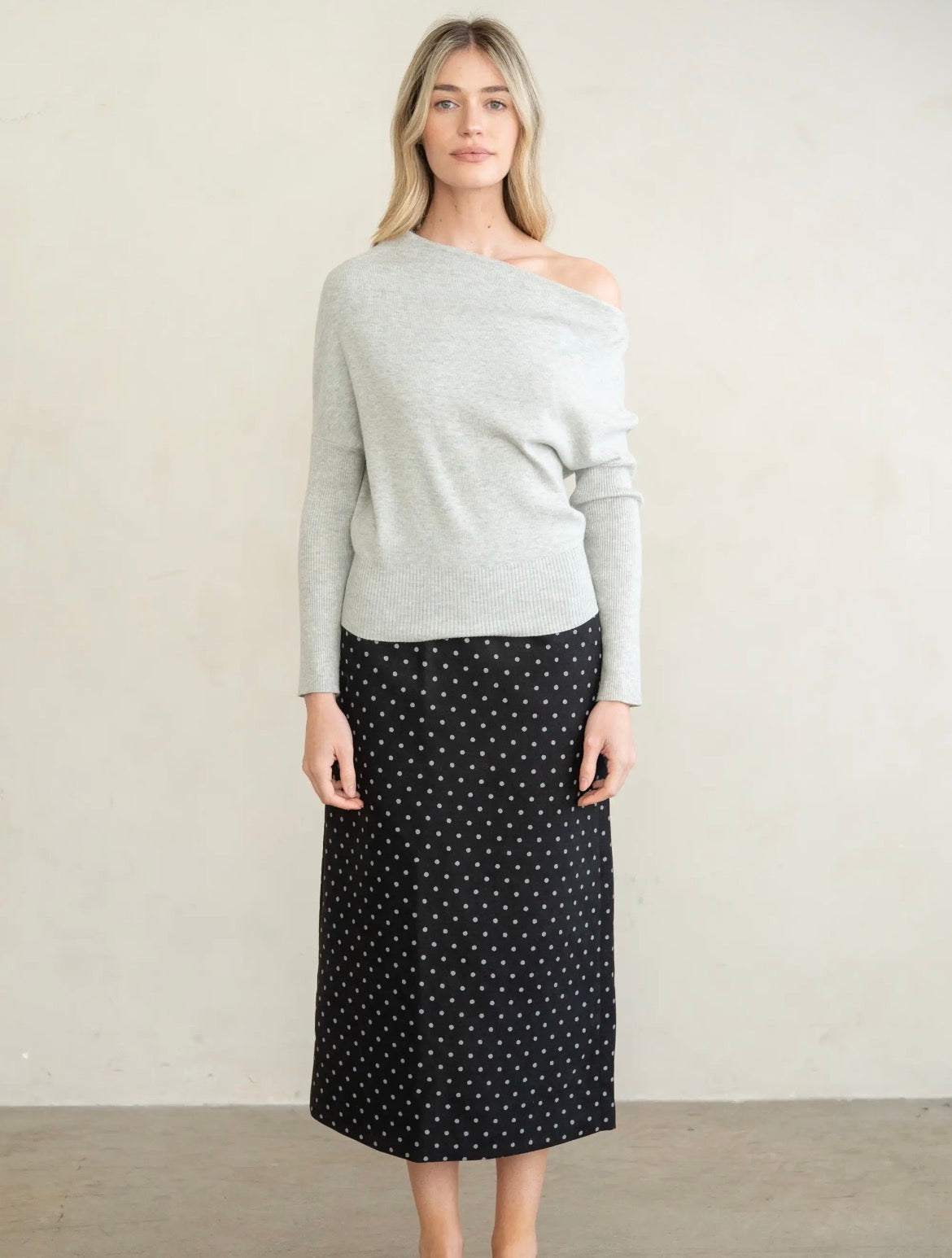 Asymmetrical Neck Knit Top