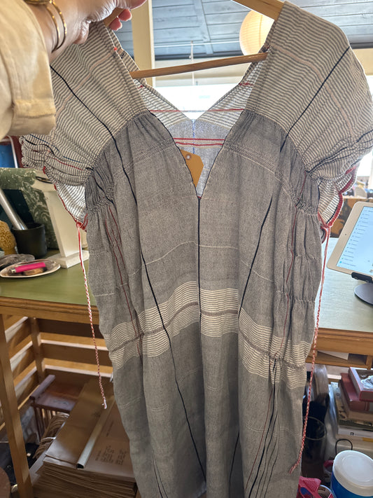 Woven blue and white cotton dress