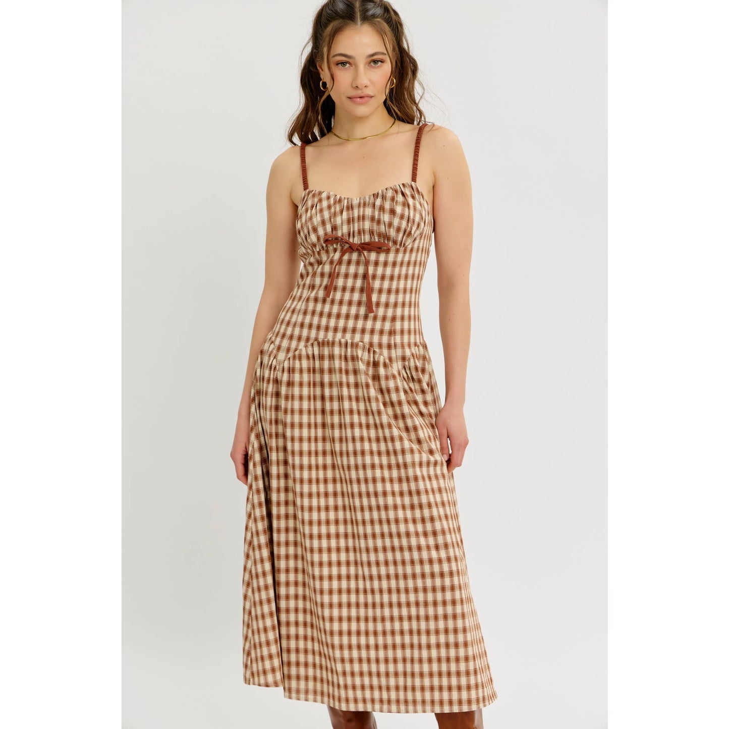 Daphne plaid midi dress