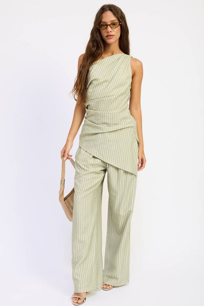 Wide Leg Pinstripe Pants