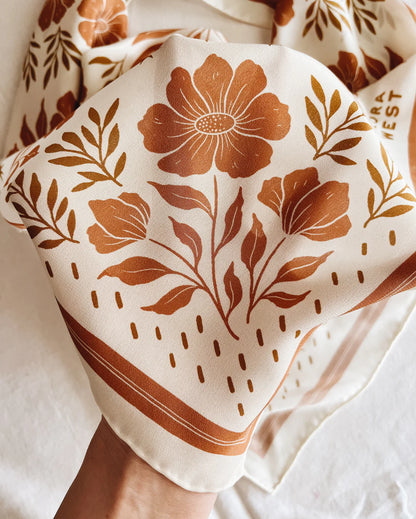 Flora West Desert Floral Silk Bandana Scarf