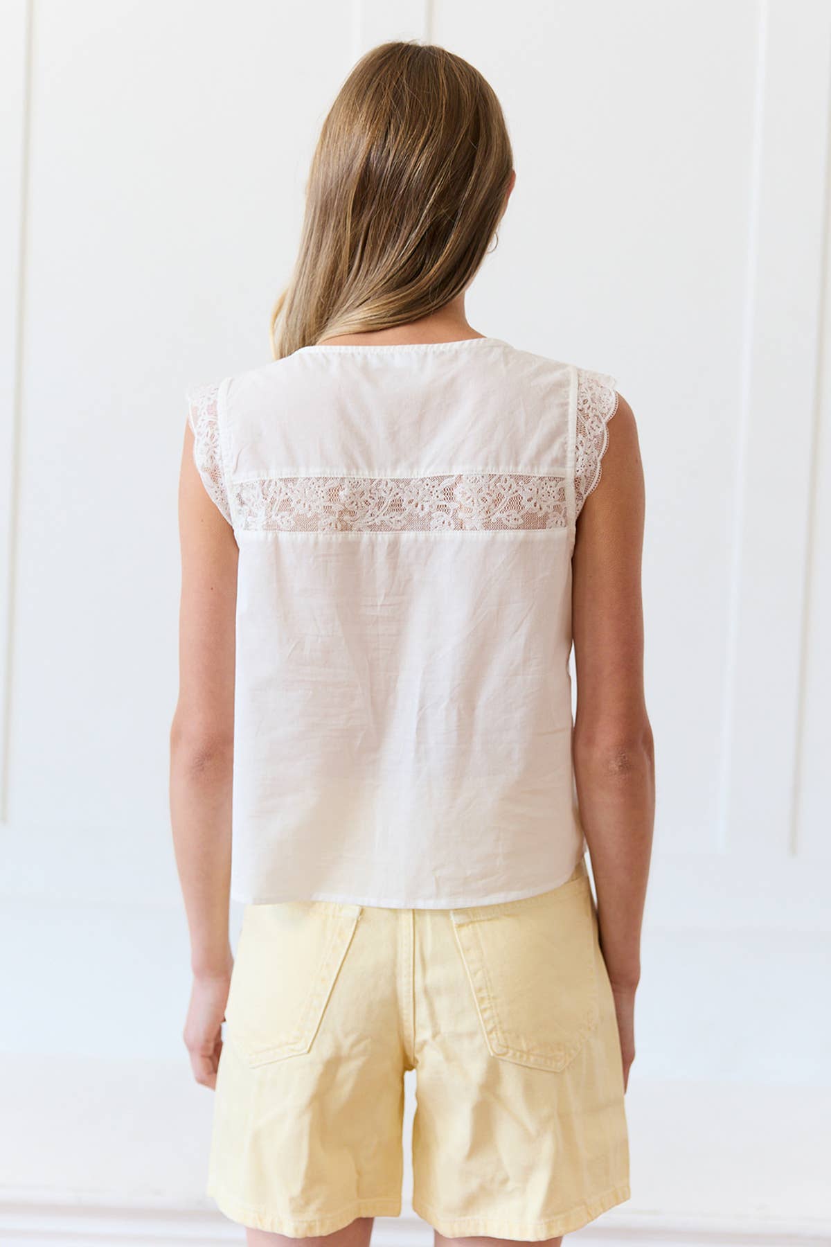 Jamie Lace Trim Tie-Front Top
