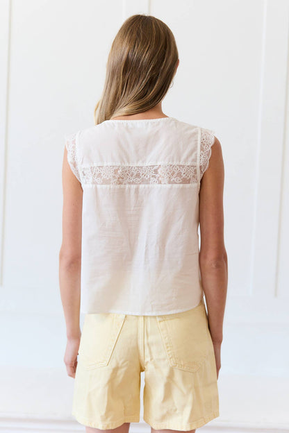 Jamie Lace Trim Tie-Front Top