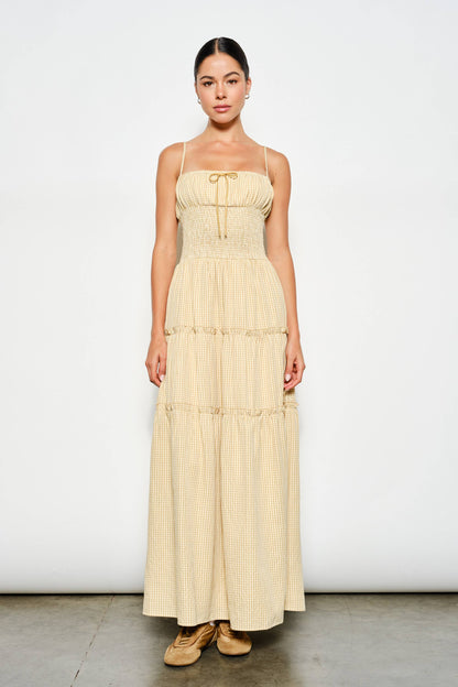 Abigail gingham smocked maxi dress