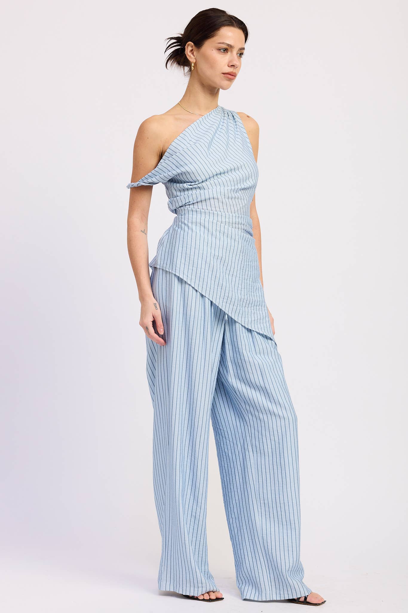 Wide Leg Pinstripe Pants