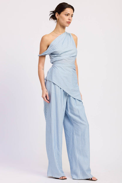 Wide Leg Pinstripe Pants