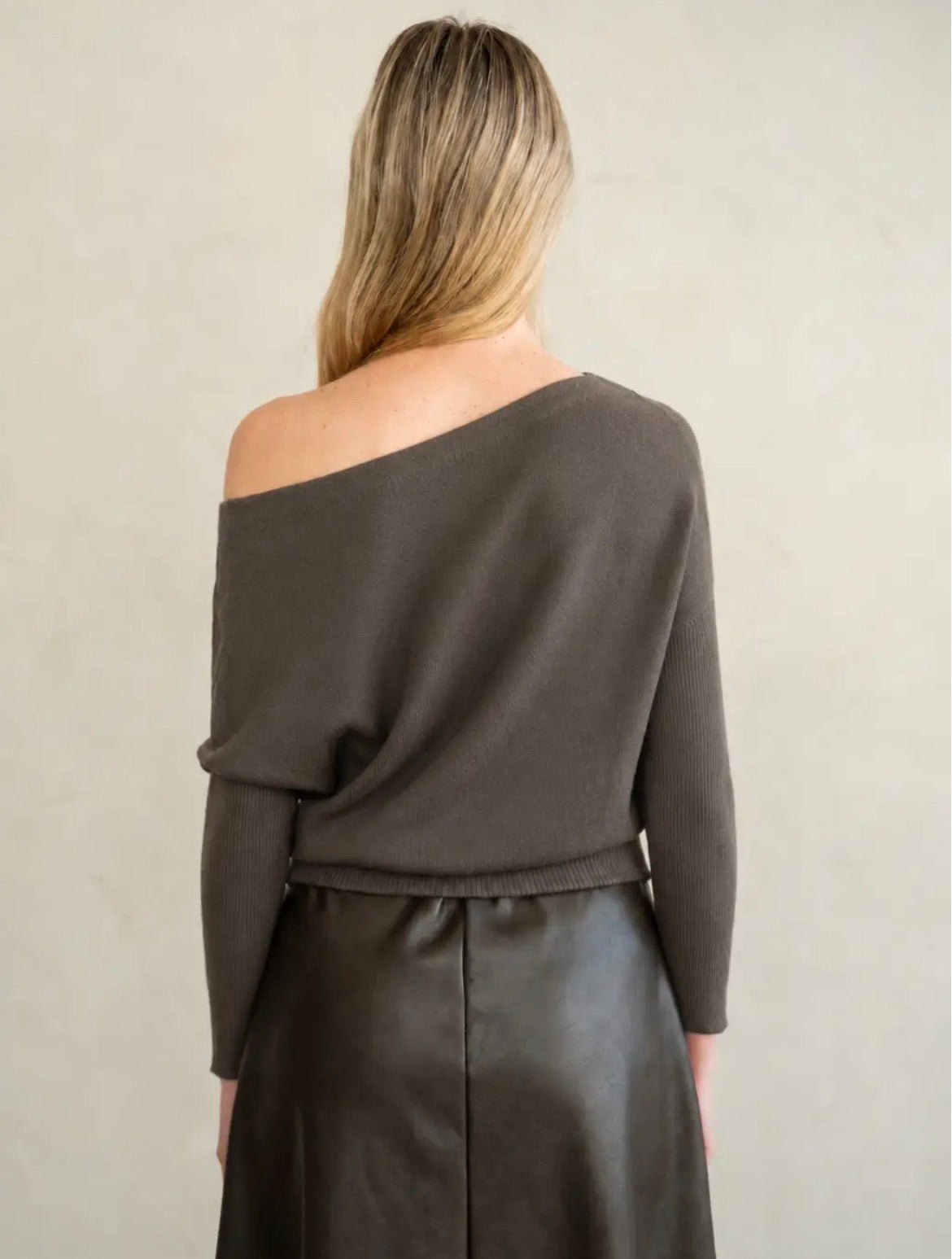 Asymmetrical Neck Knit Top